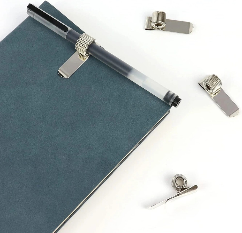 3 Pack Stainless Steel Pen Holder Clips with Spring for Clipboard Notebook