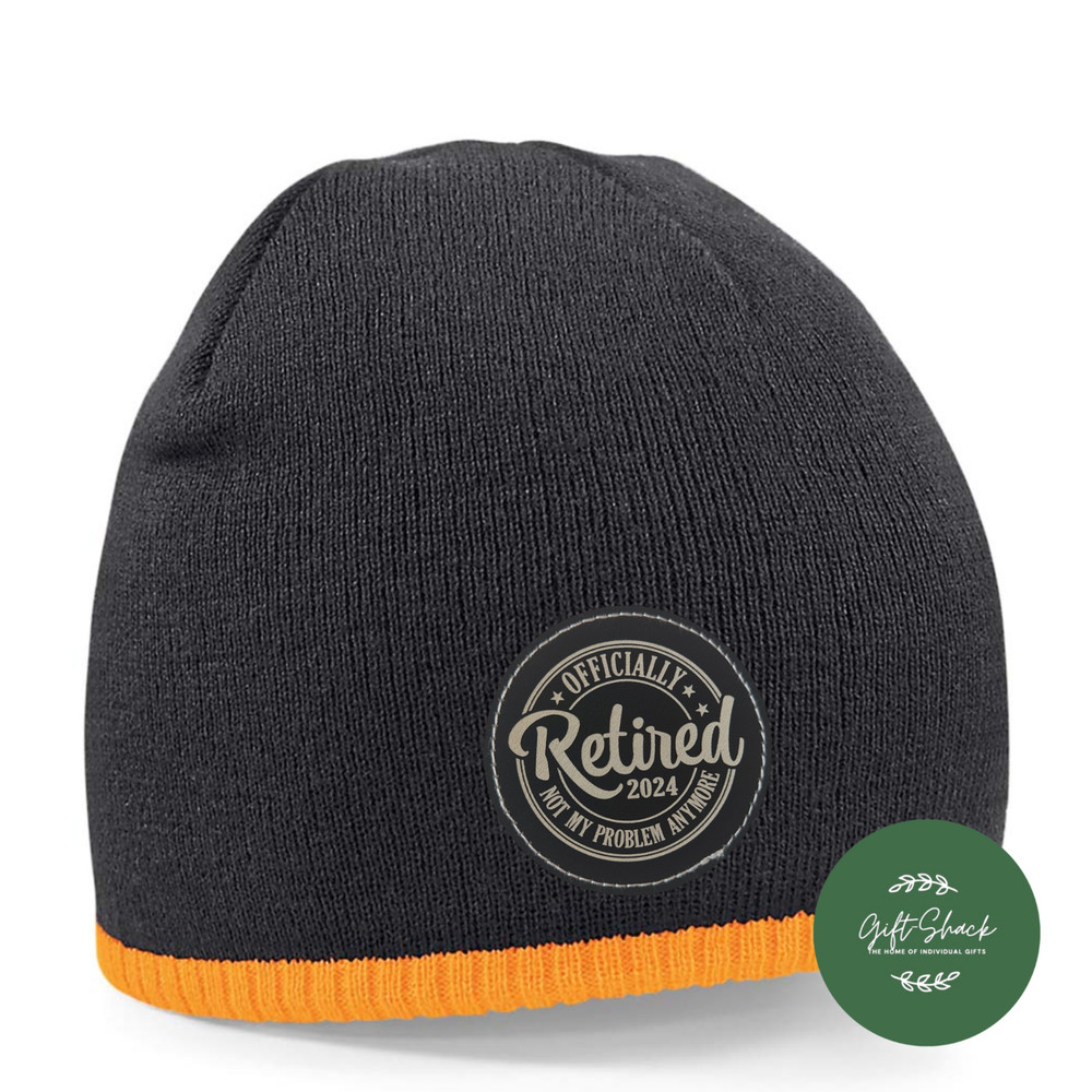 Officially Retired Beanie Hat with Custom Retired Design Patch - Retirement Gift