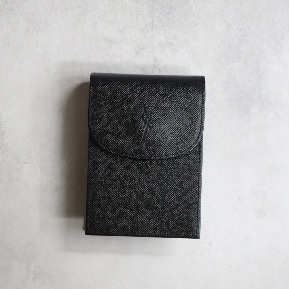 Yves Saint Laurent Monogram Leather Cigarette Case Black Used