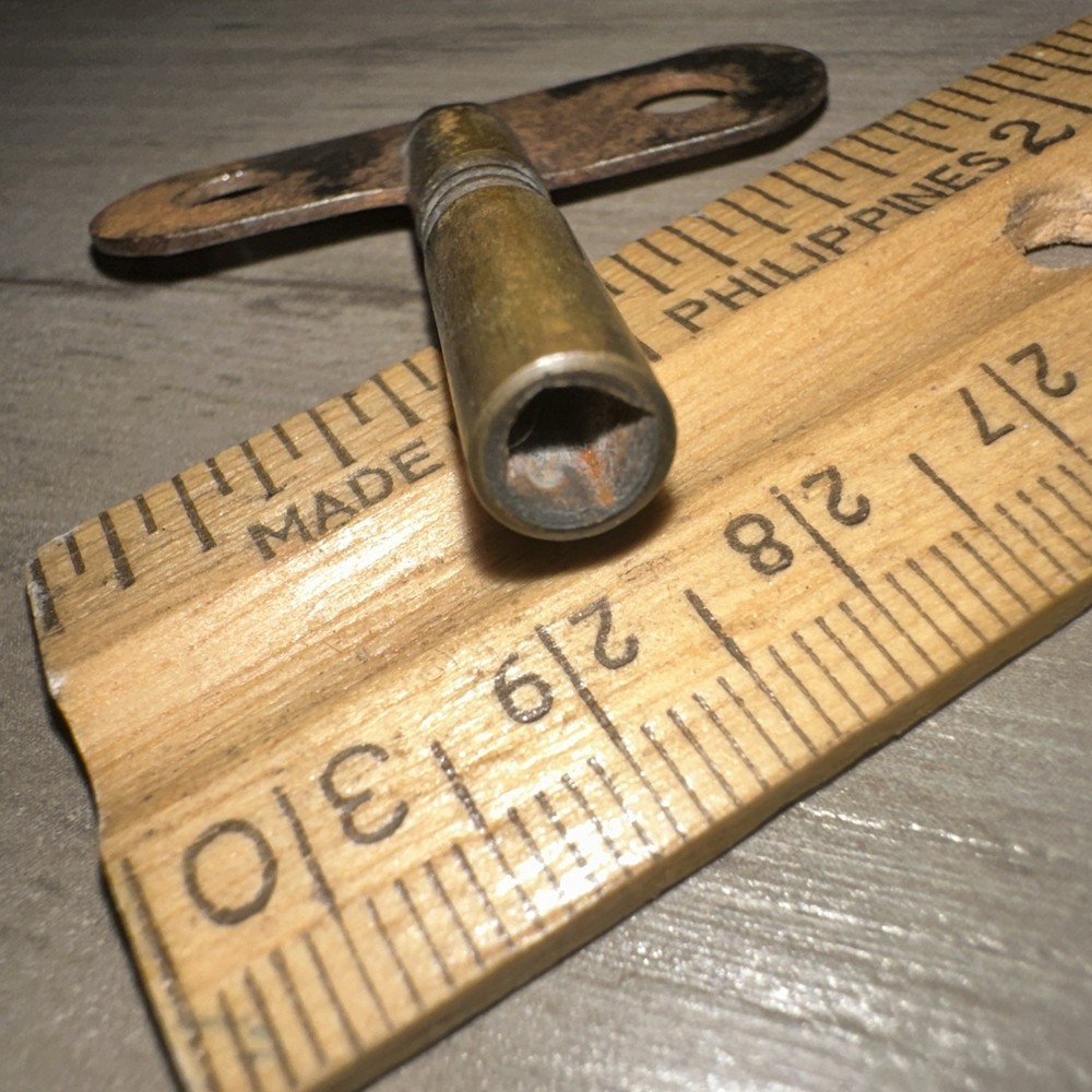 Antique Clock Winding Key Brass & Steel #2