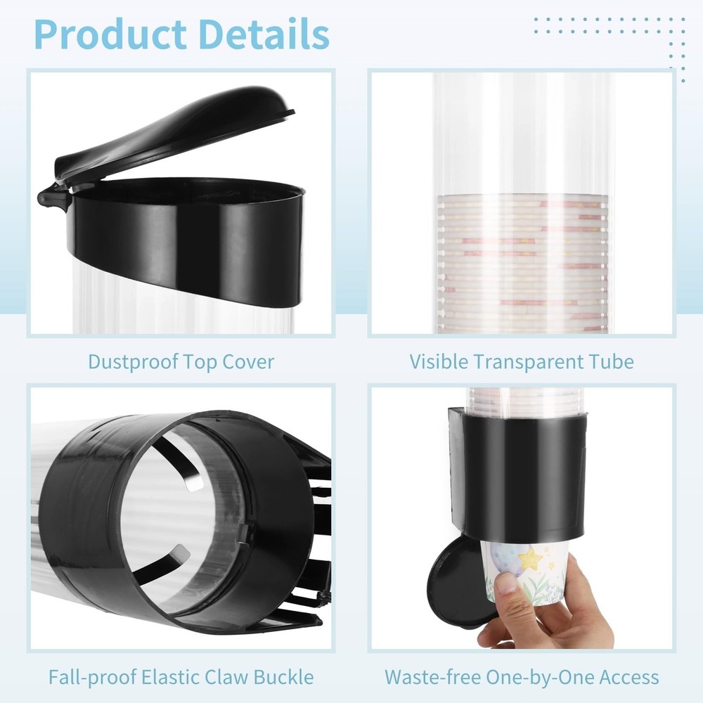 Disposable Paper Cup Dispenser, Pull Type Wall Mount Cup Holder for Water Coo...