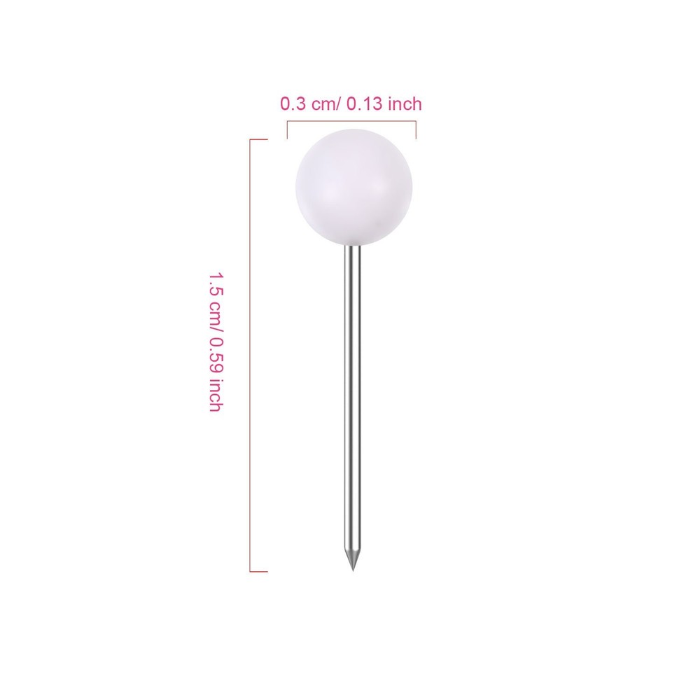 WILLBOND 500 Pack Map Push Pins Tacks Small Round Head 1/8 inch, White