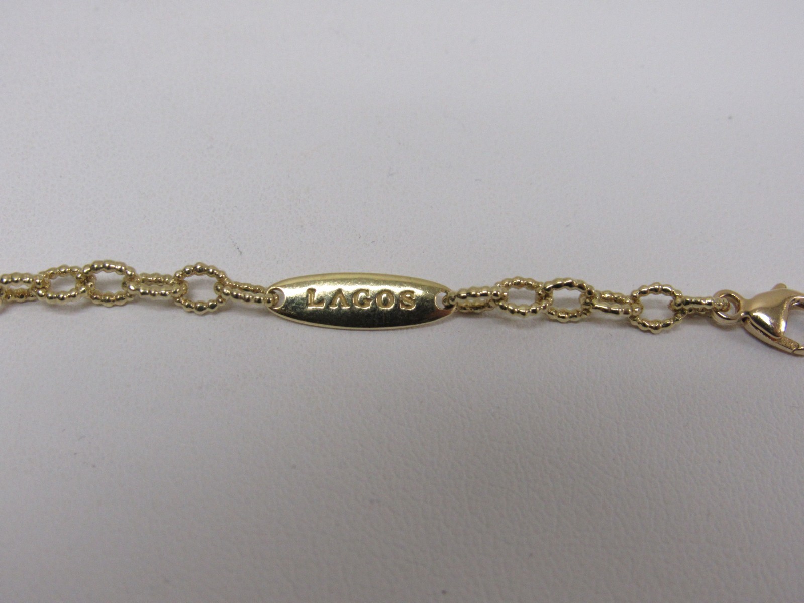 Designer LAGOS 18K Caviar Gold Petite Fluted Oval Link Bracelet