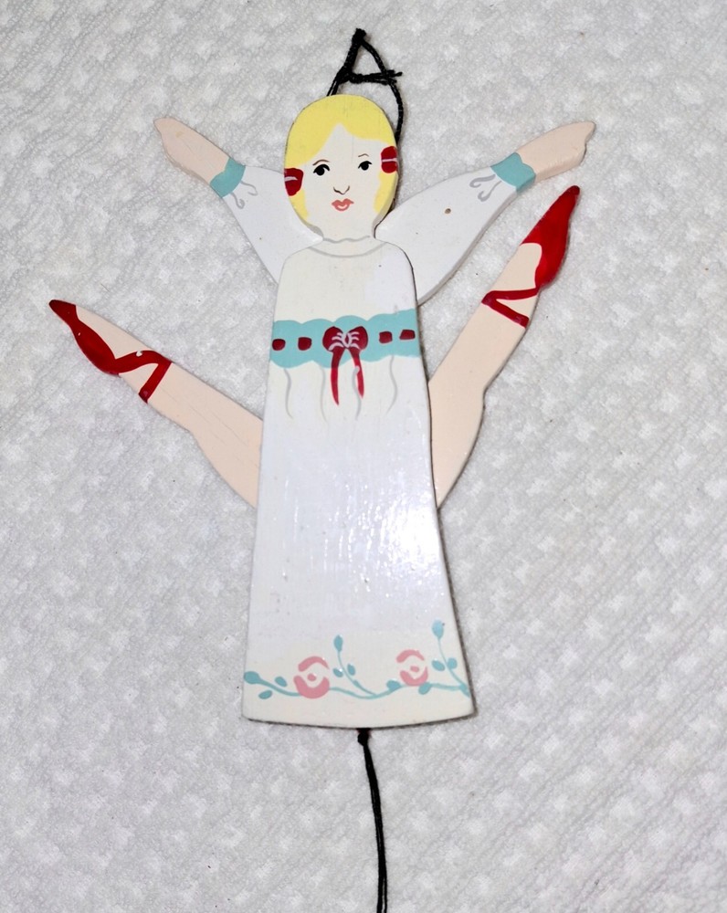 Vintage Pull String Toy Action Ballerina Dancer Ornament Jumping Jack