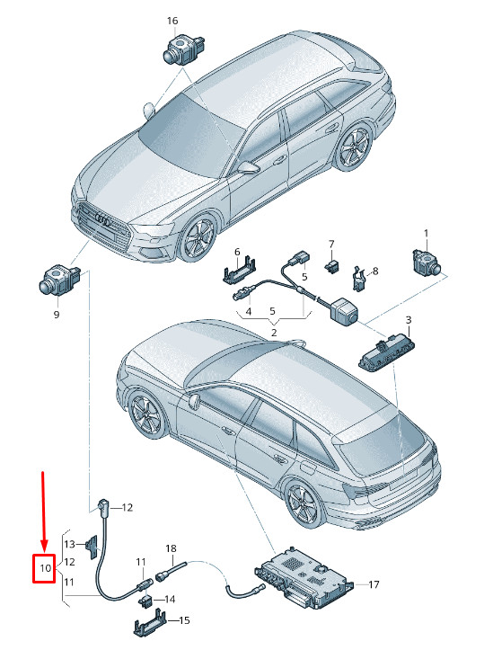 0EM Front Camera Adapter Cable Loom For Audi A6 A7 S6 C8 4K0971192C