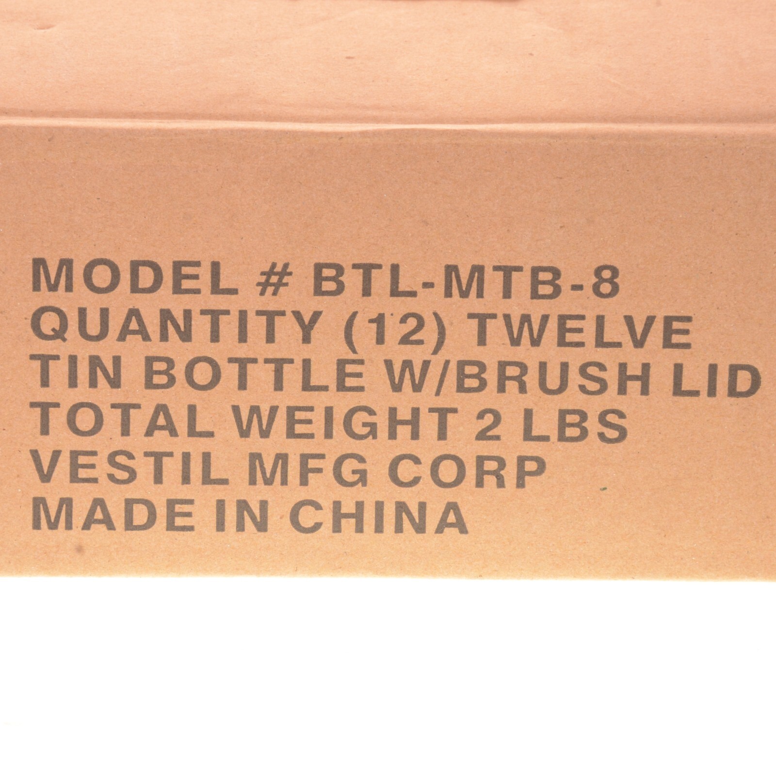 Vestil 8oz Tin Bottle with Brush Lid BTL-MTB-8 (Rusty) (Multiple Quantities)