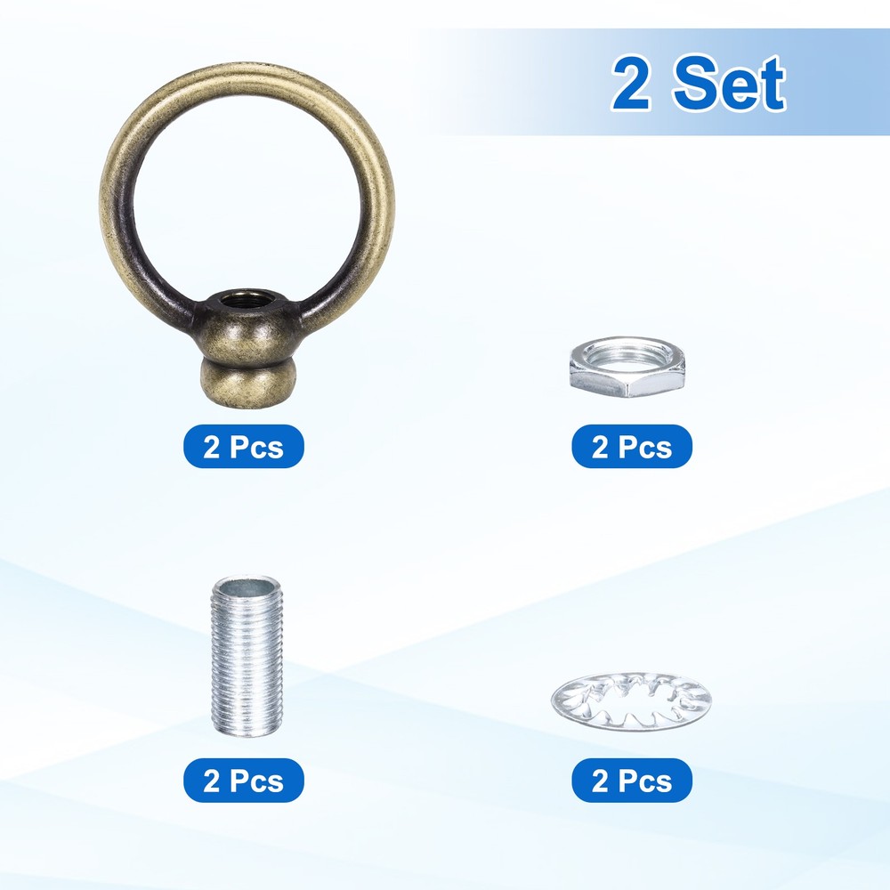 2 Set 8kg M10 2x2.3" Thread Lifting Eye Nut Holder Hook Ring Copper