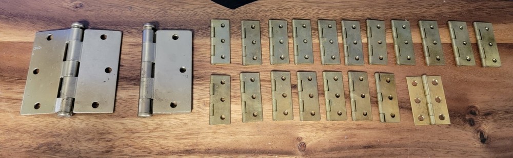 VTG 1970s Brass Hinge Set 21 pcs