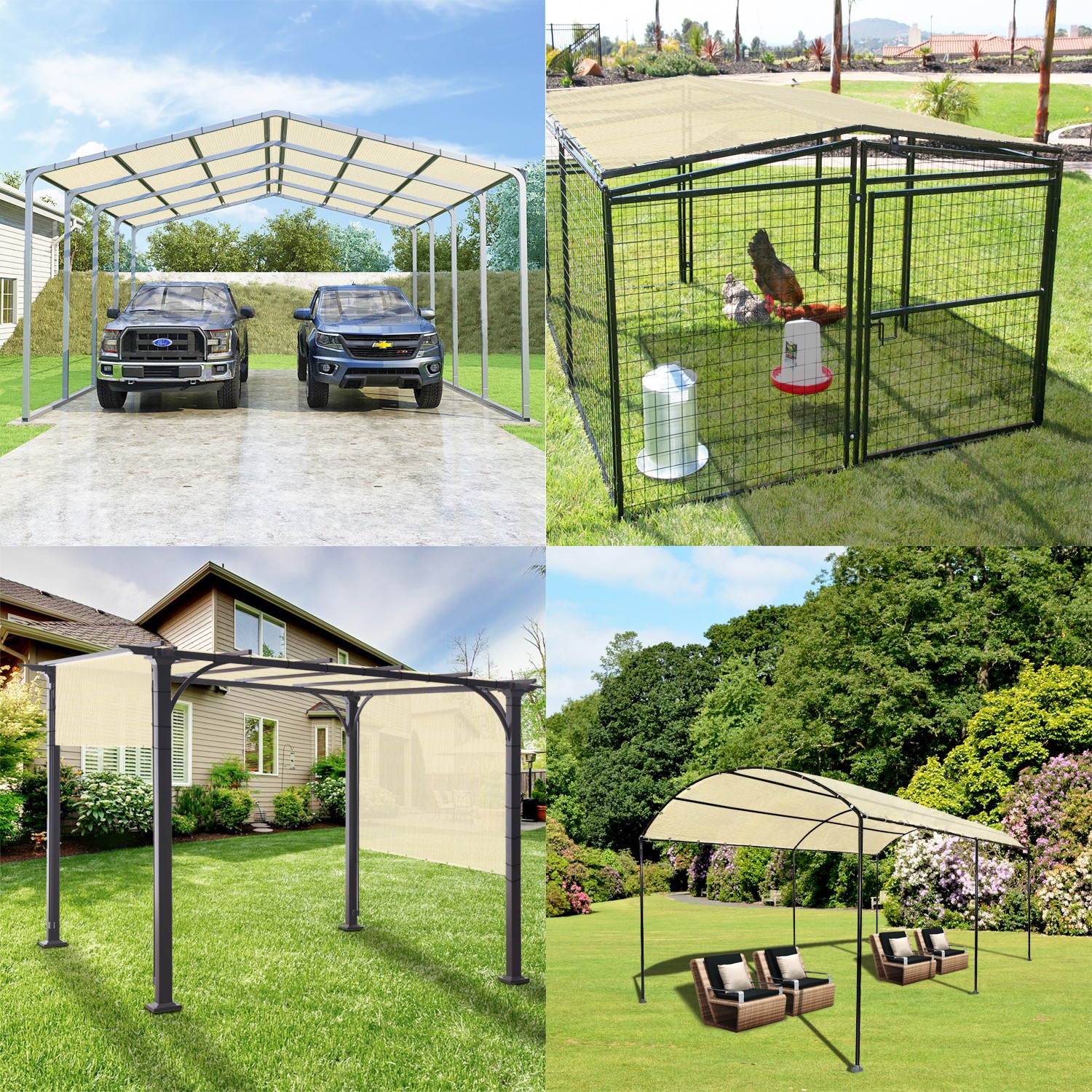 Sun Shade Sail Rectangle Canopy Cover for Outdoor Pergola Patio Garden UV Proof