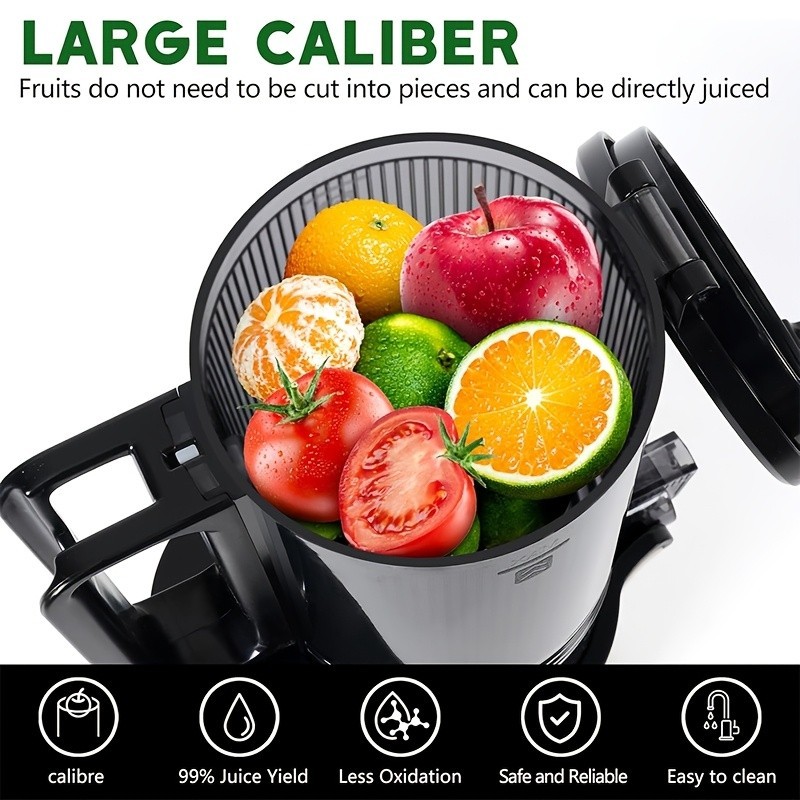 Cold Press Masticating Juicer 350W Slow Juicer Wide Feed Chute High Juice Yield