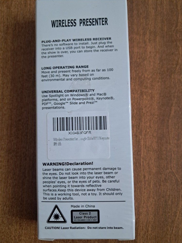 Wireless Presentation Remote Universal 100ft 30m Laser Point USB New In Box