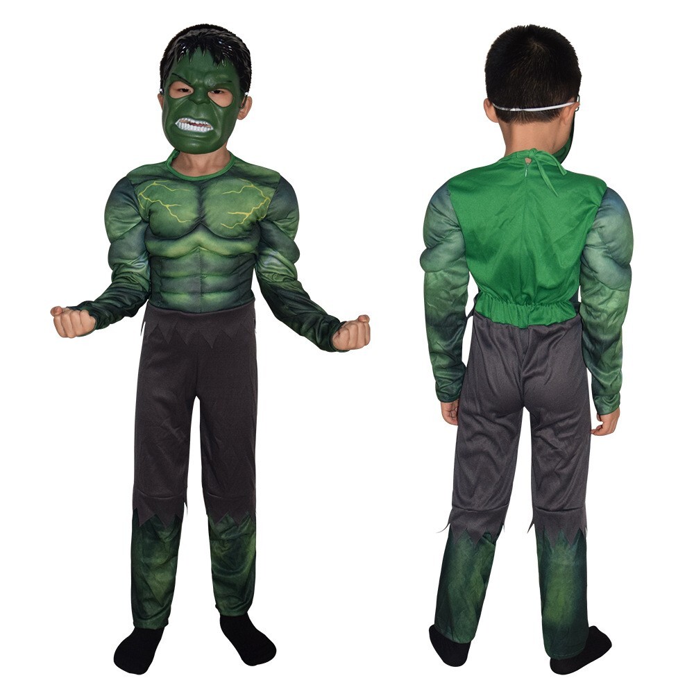 Boys Hulk Muscle Cosplay The Avengers Costume Fancy Dress Halloween Outfits US