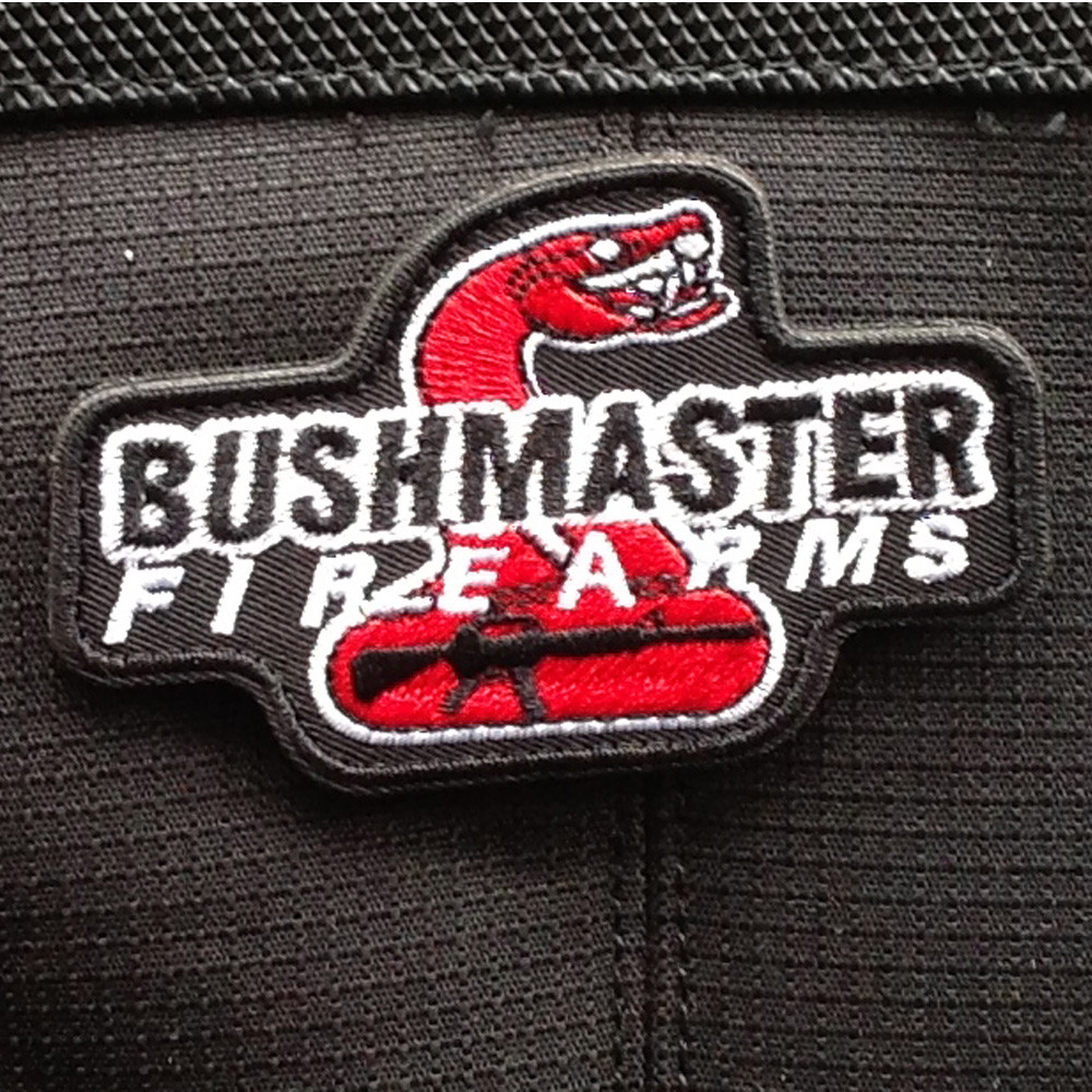 BUSHMASTER FIREARMS MILITARY TACTICAL HOOK PATCH SNAKE EMBROIDERED RED