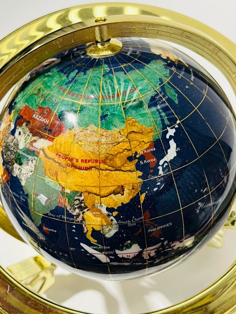 Gemstone globe Double Axis 9 Inch Tall