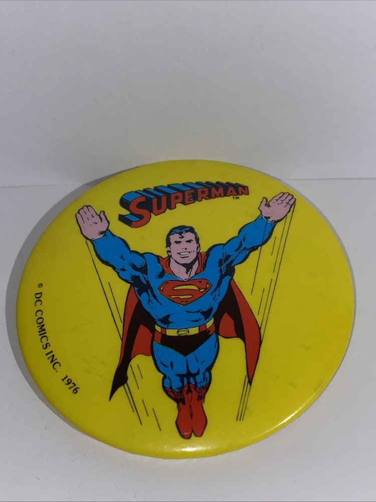 Vintage 1976 DC Comics Superman Superhero Button Pin