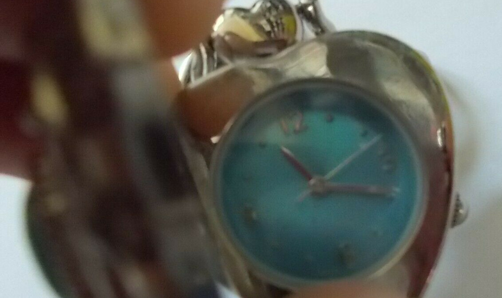 Turquoise and Silver Hinged Heart Key Ring Watch