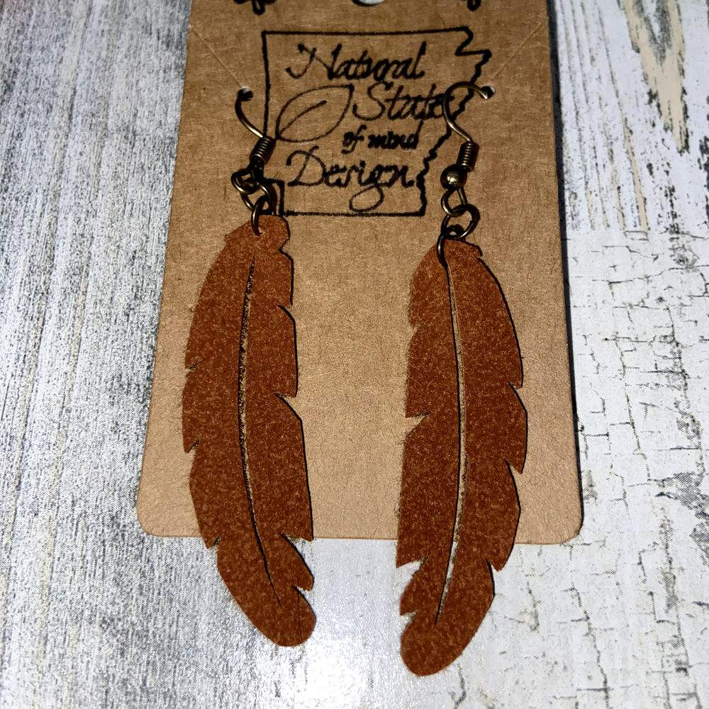 Handmade Boho Felt Feather Dangle Earrings