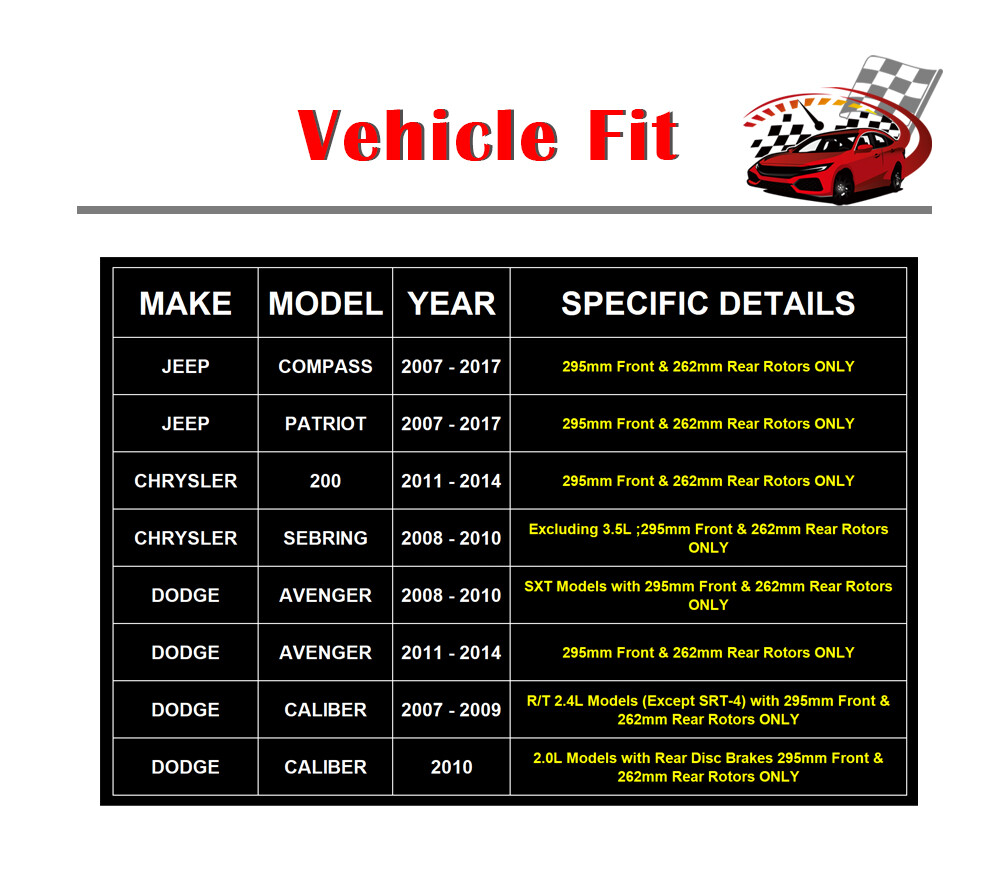 For Jeep Compass Patriot Dodge Avenger Caliber Front Rear Rotors Brakes Pads Kit