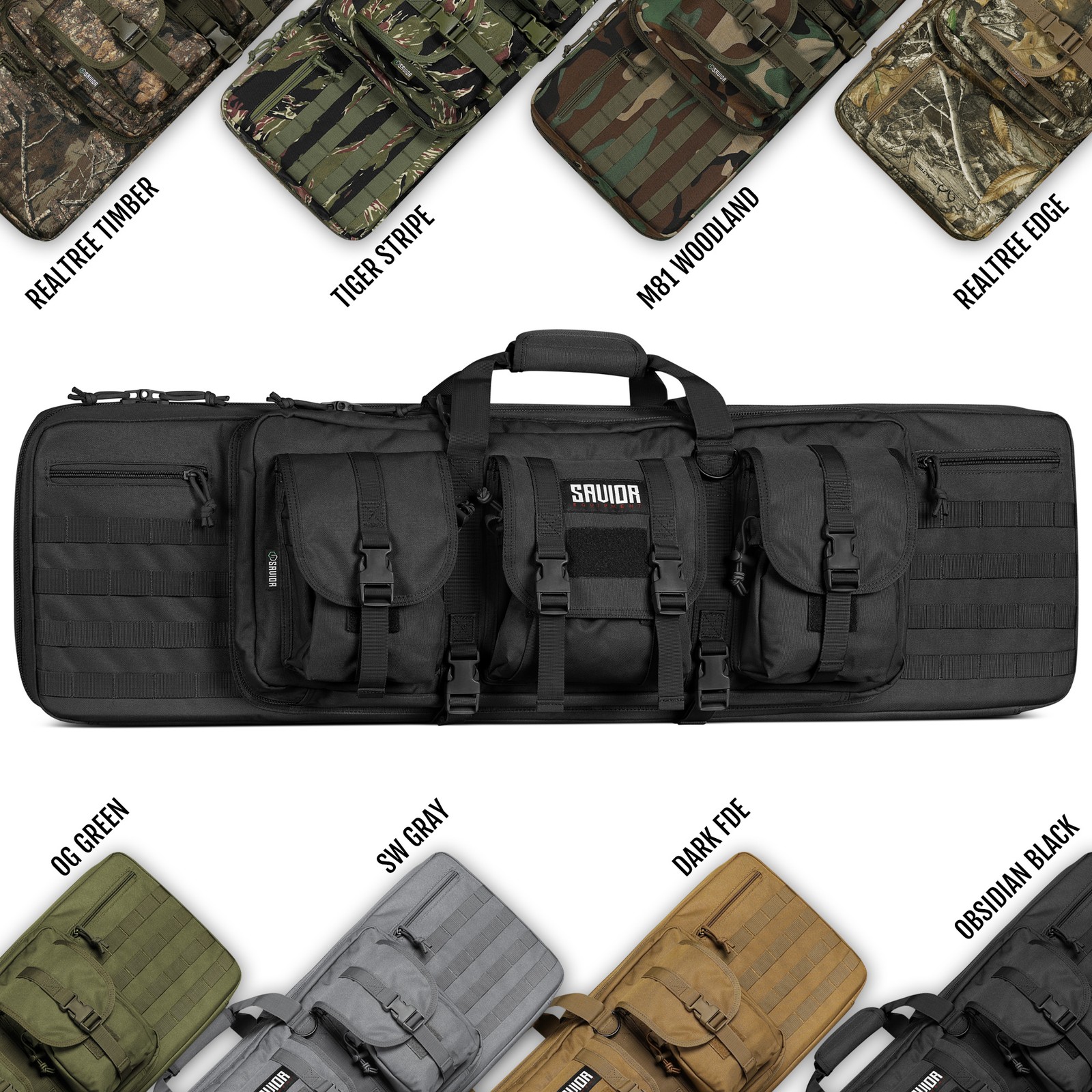 SAVIOR EQUIP Tactical Double Rifle Bag Gun Range Padded Soft Case 36" 42" 46" 55