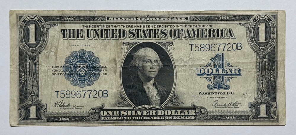 1923 $1 Bill Silver Certificate Note Large Size 720B-QXEN