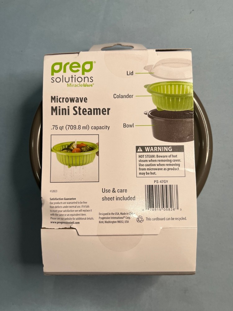 New PrepSolutions Miracle Ware Microwave Mini Steamer, Gray, BPA Free