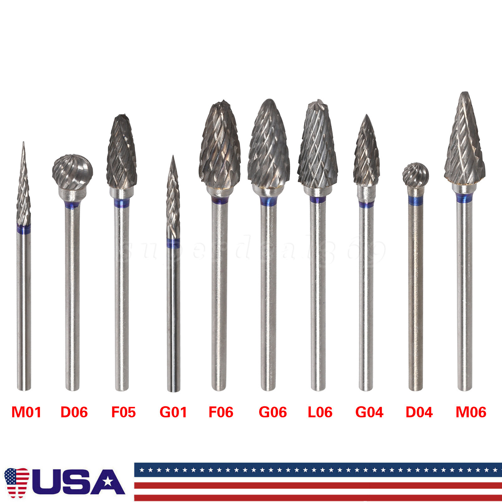 10Pcs Dental Lab Polishing Bur Drills Tungsten Steel Carbide Burs 2.35MM CE FDA
