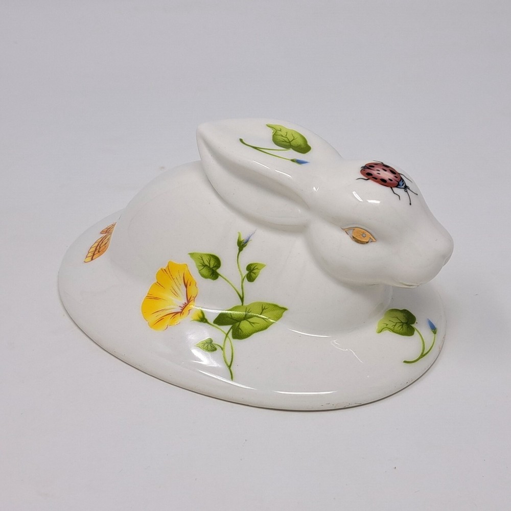 Rabbit Trinket Box Candy Dish Replacement Lid Only by Grace's Teaware 6" Long