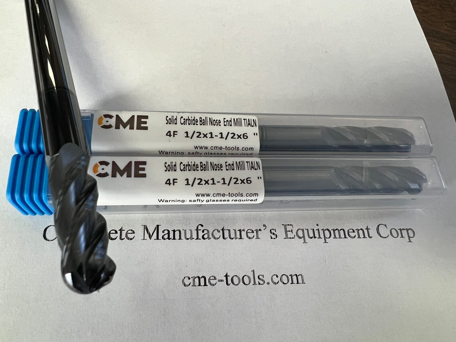 2pcs 1/2x1-1/2x6” X-long length Carbide Ball End Mills Tialn coated 1006-BTN-