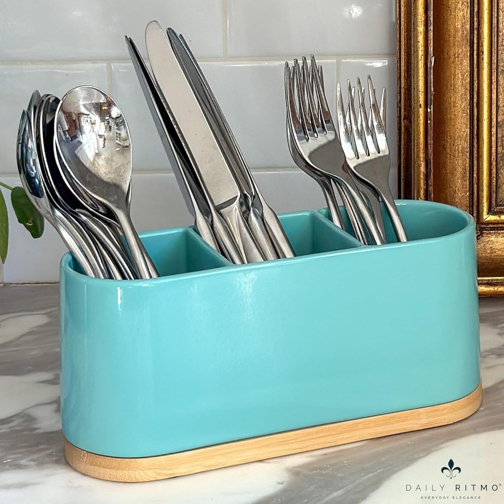 ® White Countertop Silverware Holder