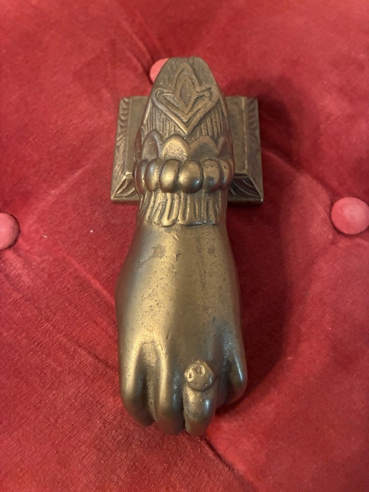 Hand Shape Brass Door Knocker with ring detail