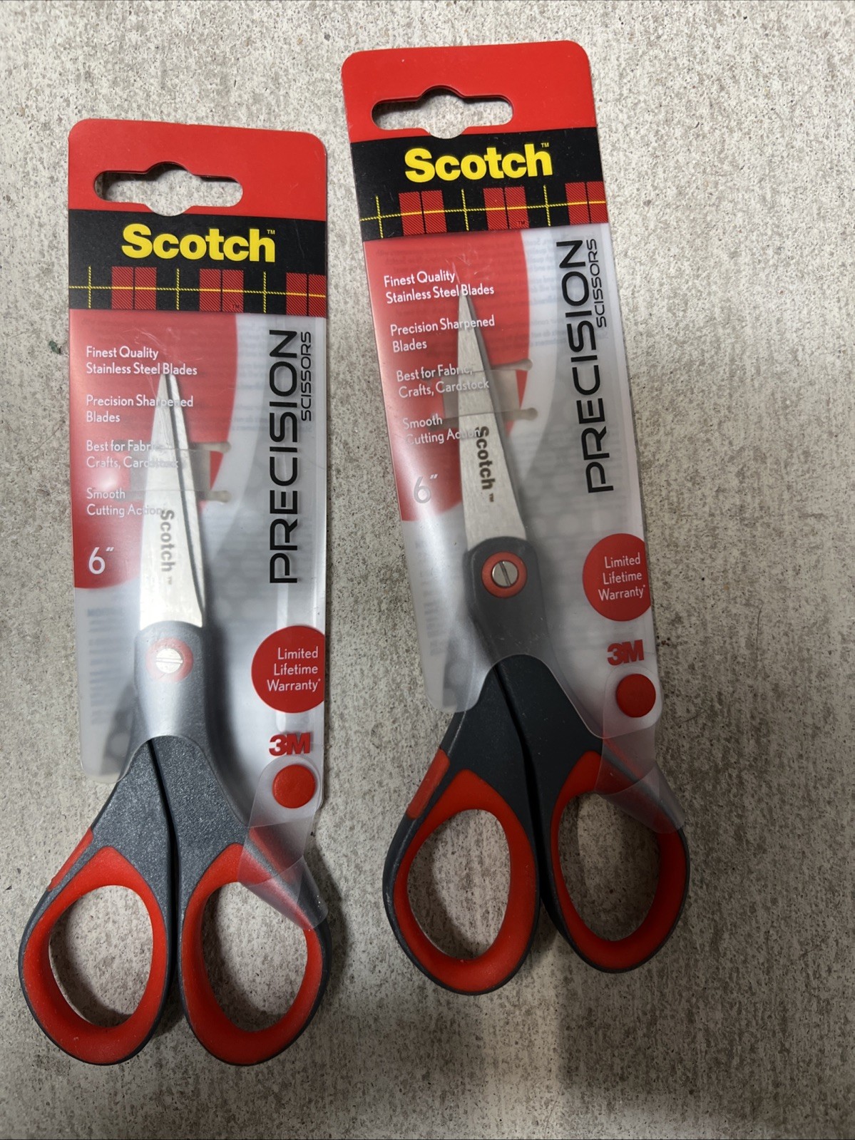 2x Scotch Precision Scissors 6” Fine Quality Smooth Cutting Stainless Steel New