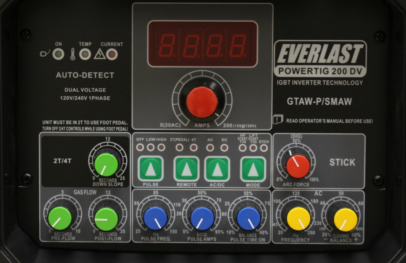 PowerTIG 200DV GTAW-P 110/220v 200AMP ACDC TIG STICK PULSE WELDER EVERLAST