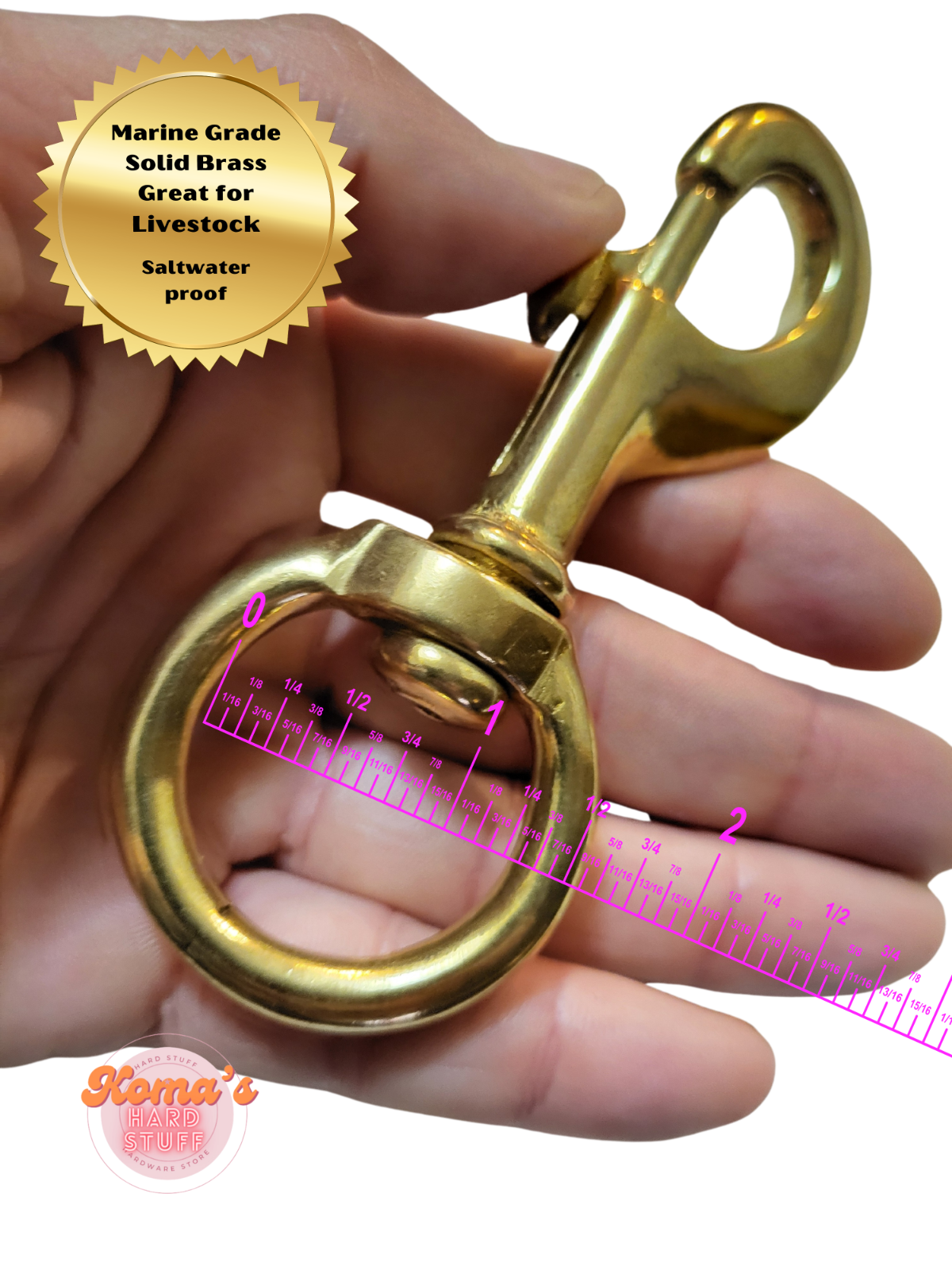 4 3/4" Solid Brass Snap hook with 1 1/4" swivel eye for lounge, rein, leash,rope