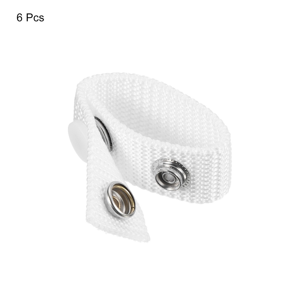 Belt Keeper, 6Pcs Nylon Webbing Loop with Double Snaps Belt, White