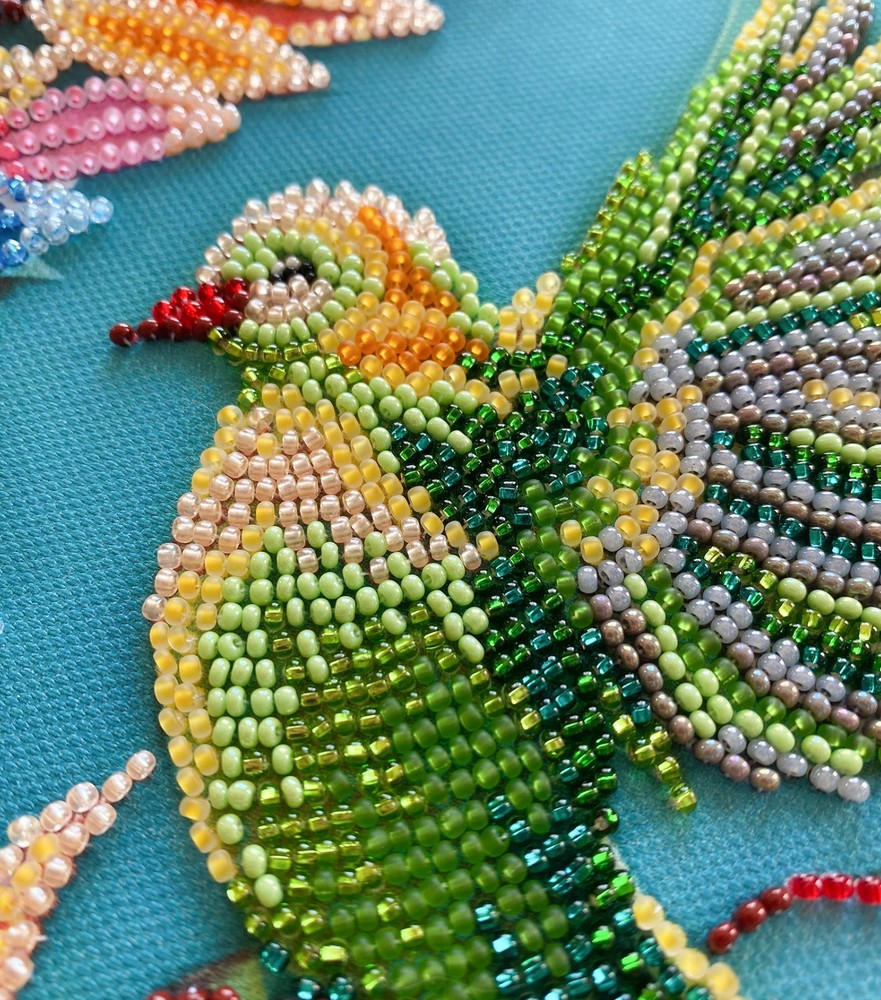 Bead Embroidery Kit DIY "Spring commotion" Beaded Needlepoint Craft Set