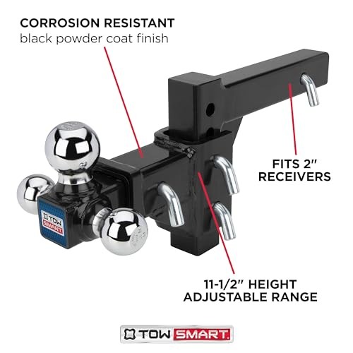Adjustable Tri-Ball Mount Hitch, 6,000-10,000 lbs Capacity, 2'' Receiver,