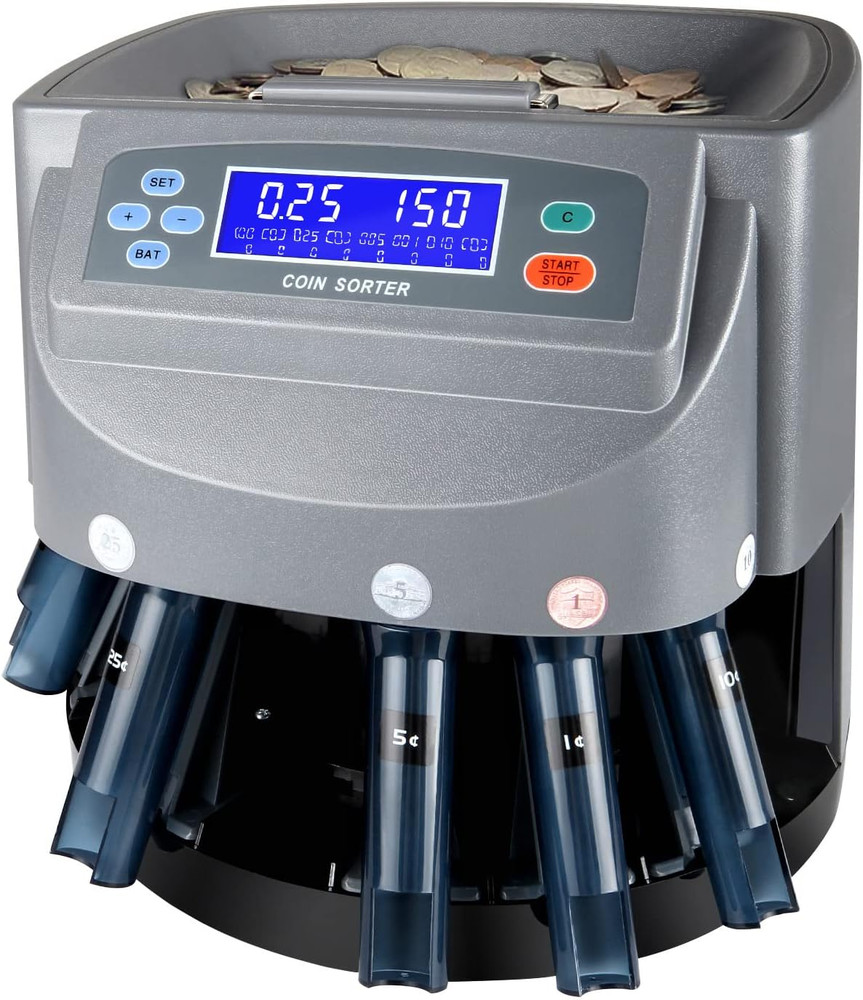 USD Coin Counter Machine - Professional Automatic Coin Sorter and Wrapper/Roller