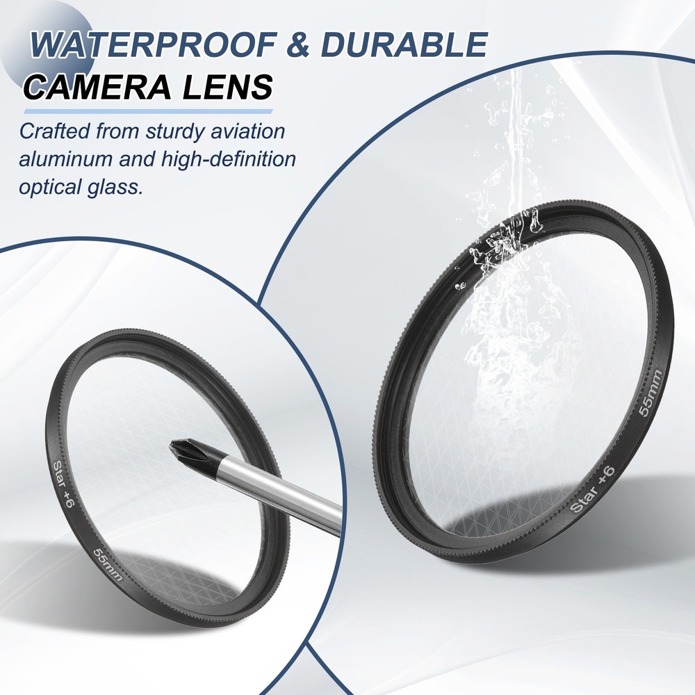 55mm Star Filter 8 Points Starburst Len Filter Variable Twinkle Effect Black