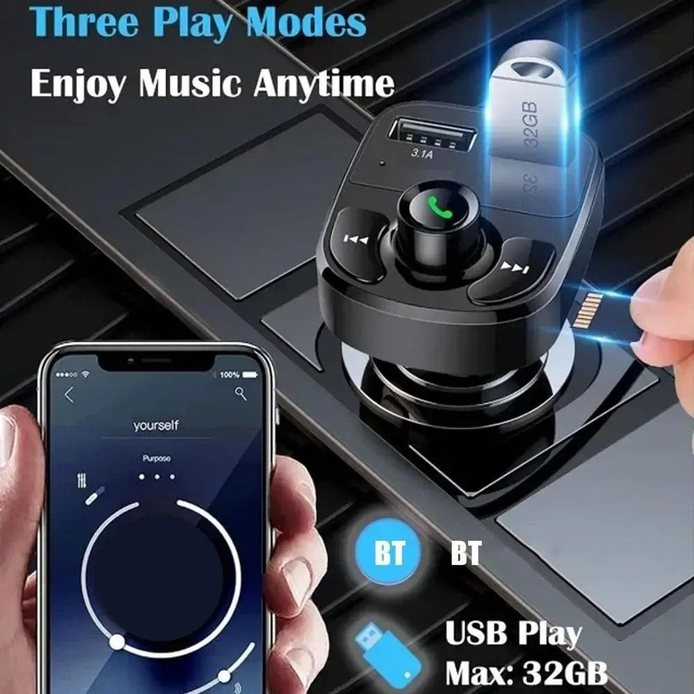 Car Charger Wireless Bluetooth FM Transmitter Hands-Free Calling Radio Receiver