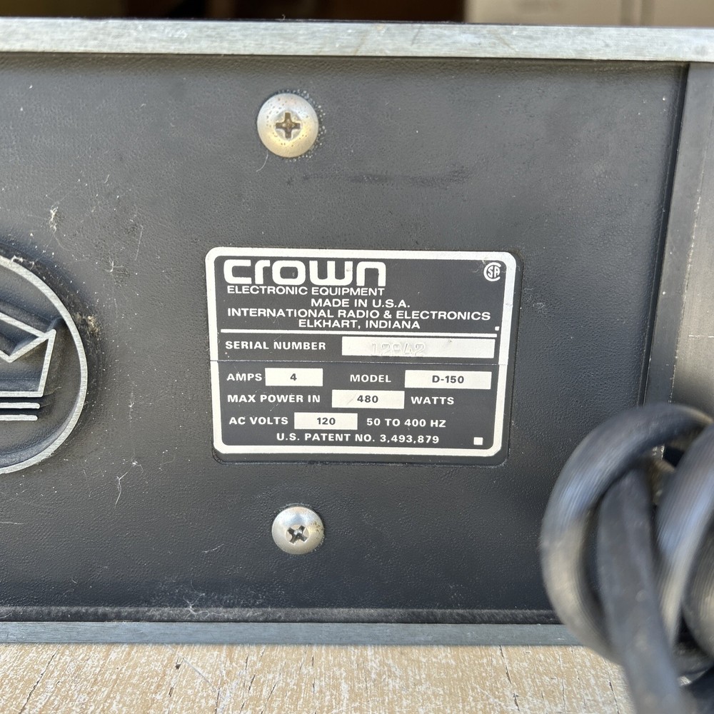 Crown D150A Power Amplifier 2-Channel Rack Mounted Amplifier. Used.