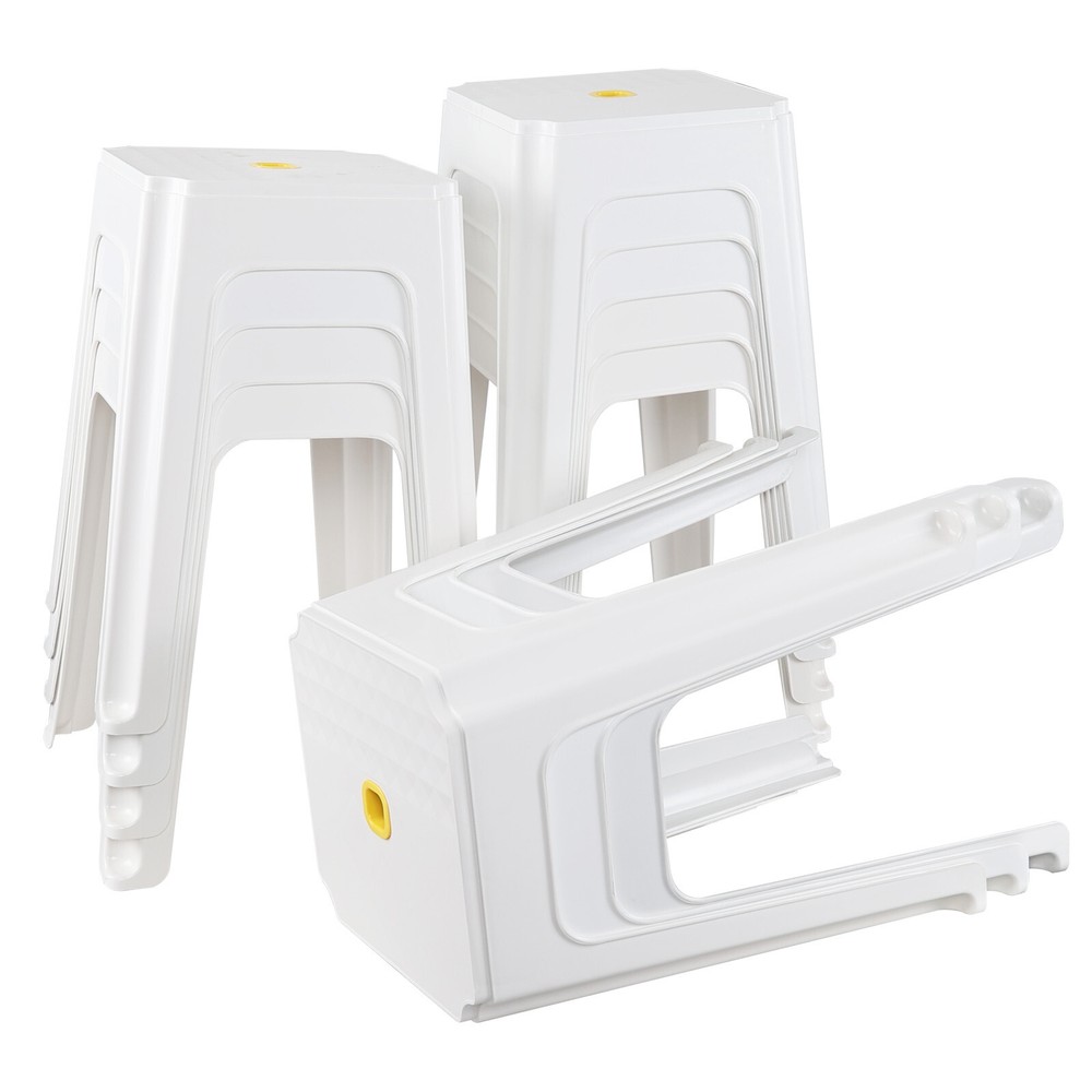 12 Pack 18.6 Inches High Plastic Square Stool, White Backless Stools for Sitting
