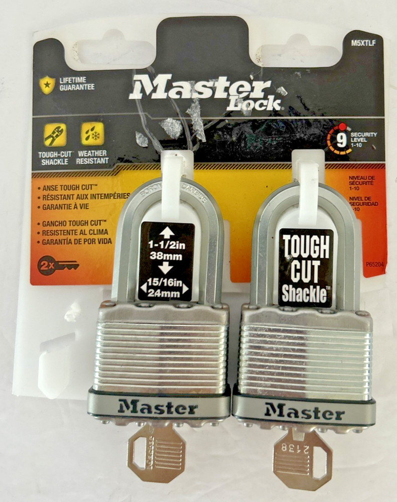 Master Lock 2-Pack  Stainless Steel Shackle Keyed Padlocks Model #M5XTLF