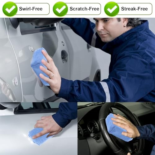 PCS Microfiber Applicator Pad, 4.7"x3.1" Scratch-Free Foam Buffing Scrub 8 Blue