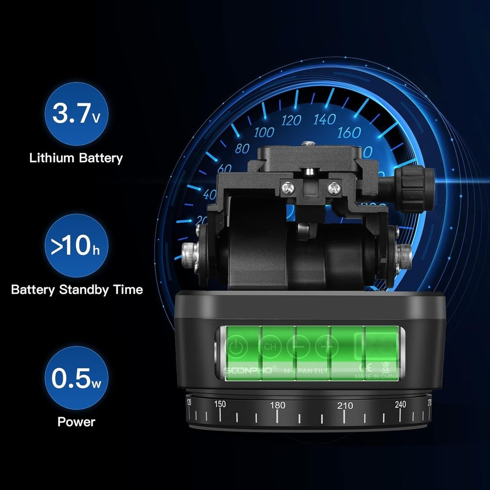 Motorized Panoramic Tripod Head Remote Control Smartphone DSLR Camcorder