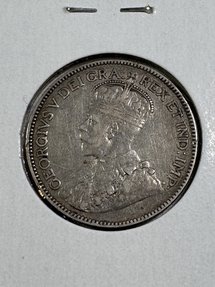 1913 Canada 25 Cents Silver Coin Cleaned