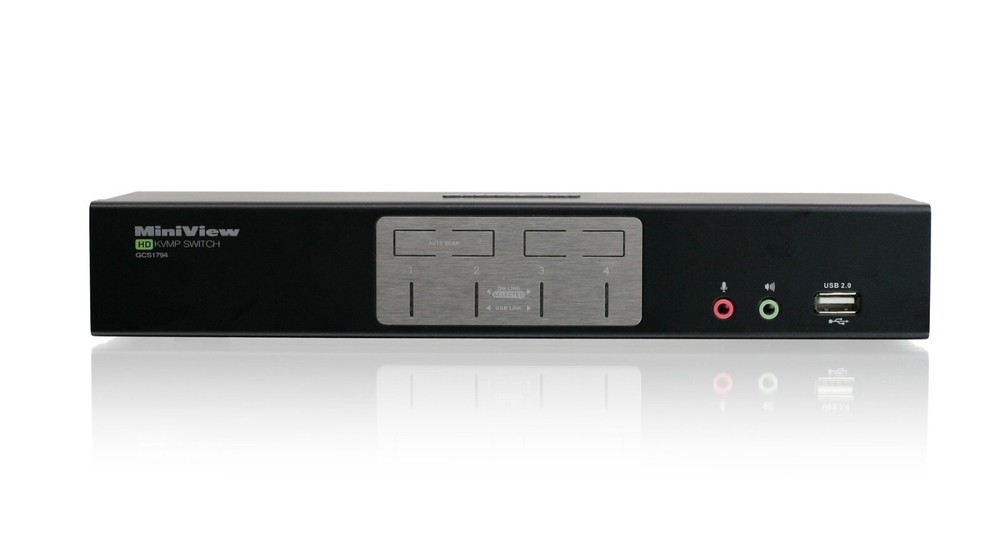 IOGEAR MiniView 4-Port HDMI Multimedia KVM Switch with Audio Mac Windows Linux