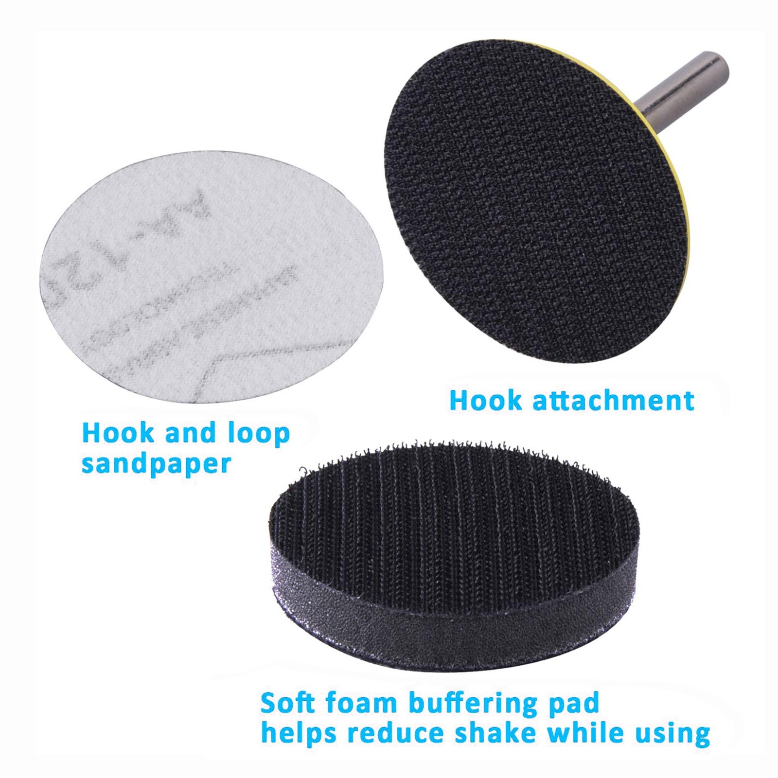 200x Sanding Discs 2" Sanding Disc Sand paper Hook Loop Sander M6 Drill Adapter
