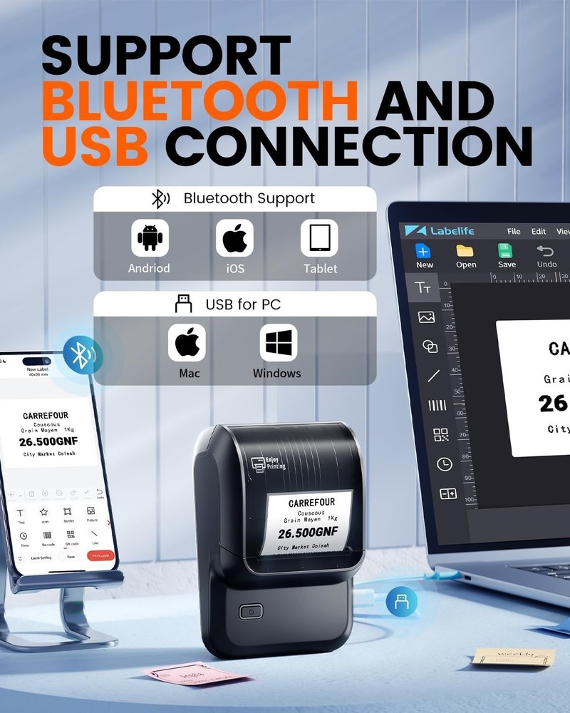 Versatile M100 Bluetooth Label Printer - 2000 Icons, Fast Thermal Printing