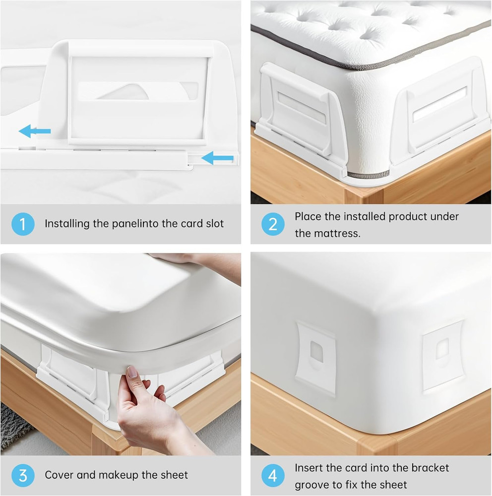 Upgrade Bed Sheet Holders for Corners: 4Pcs Fitted Lock Sheet Holders Keep