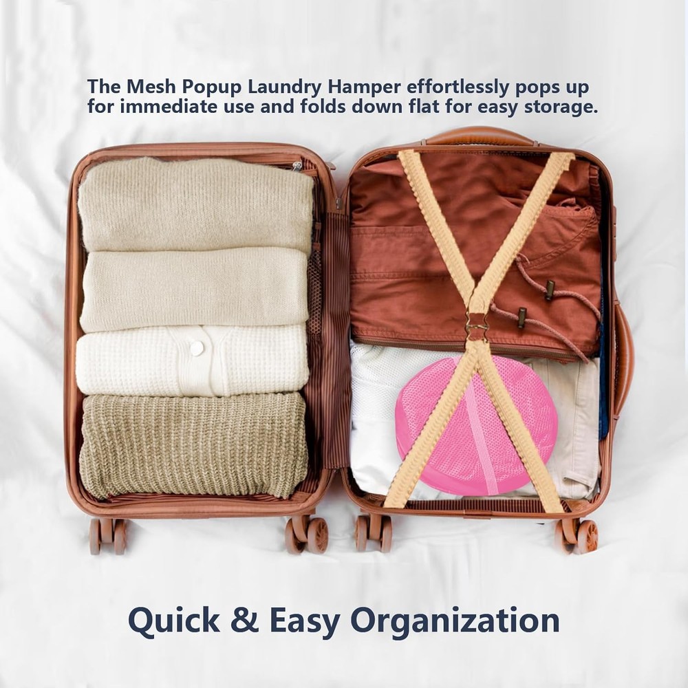 Pop Up Laundry Hamper, Mesh Laundry Basket Collapsible, Foldable Hamper for Trav